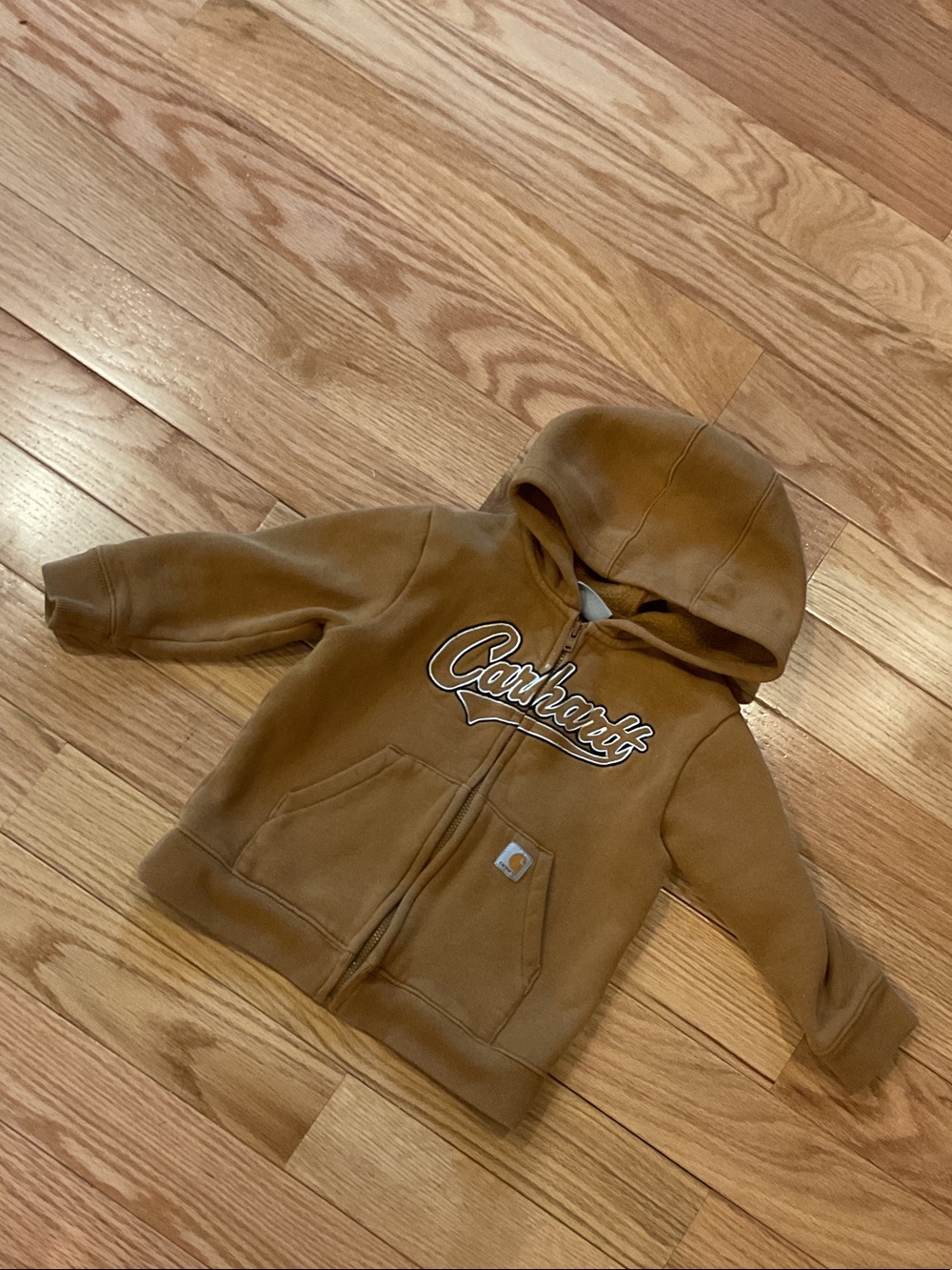 Carhartt Toddler Brown Hooded Zip Sweatshirt EUC 24 months farm unisex tractors